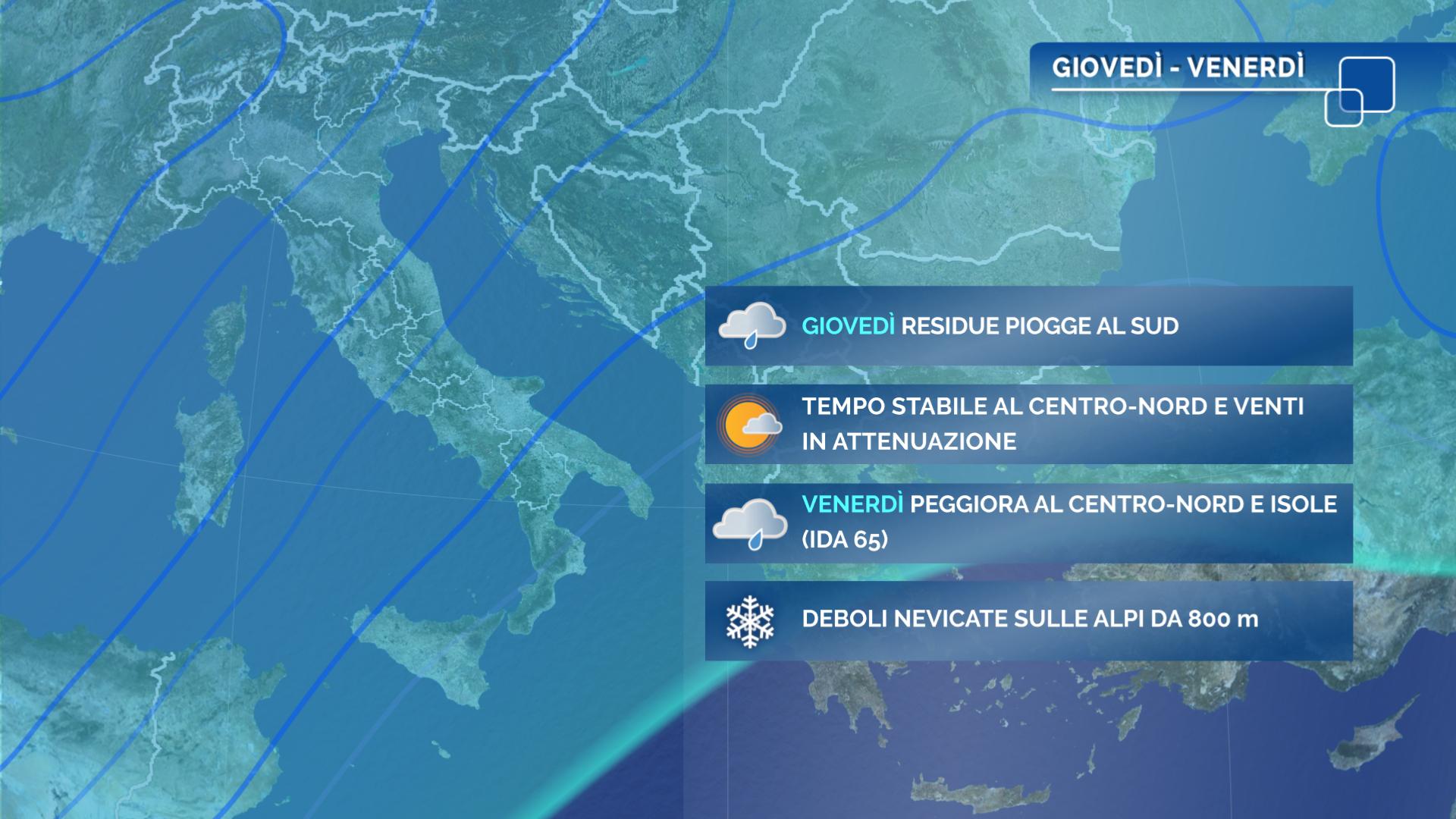 Meteo migliora il tempo al Sud Tra venerdì e il weekend pioggia e