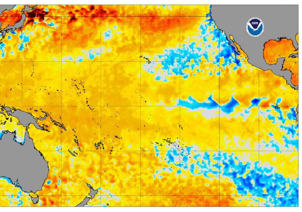 El Nino è finito, passando ora ad una fase neutrale: La Nina arriverà nel corso dell’estate. Fonte: NASA